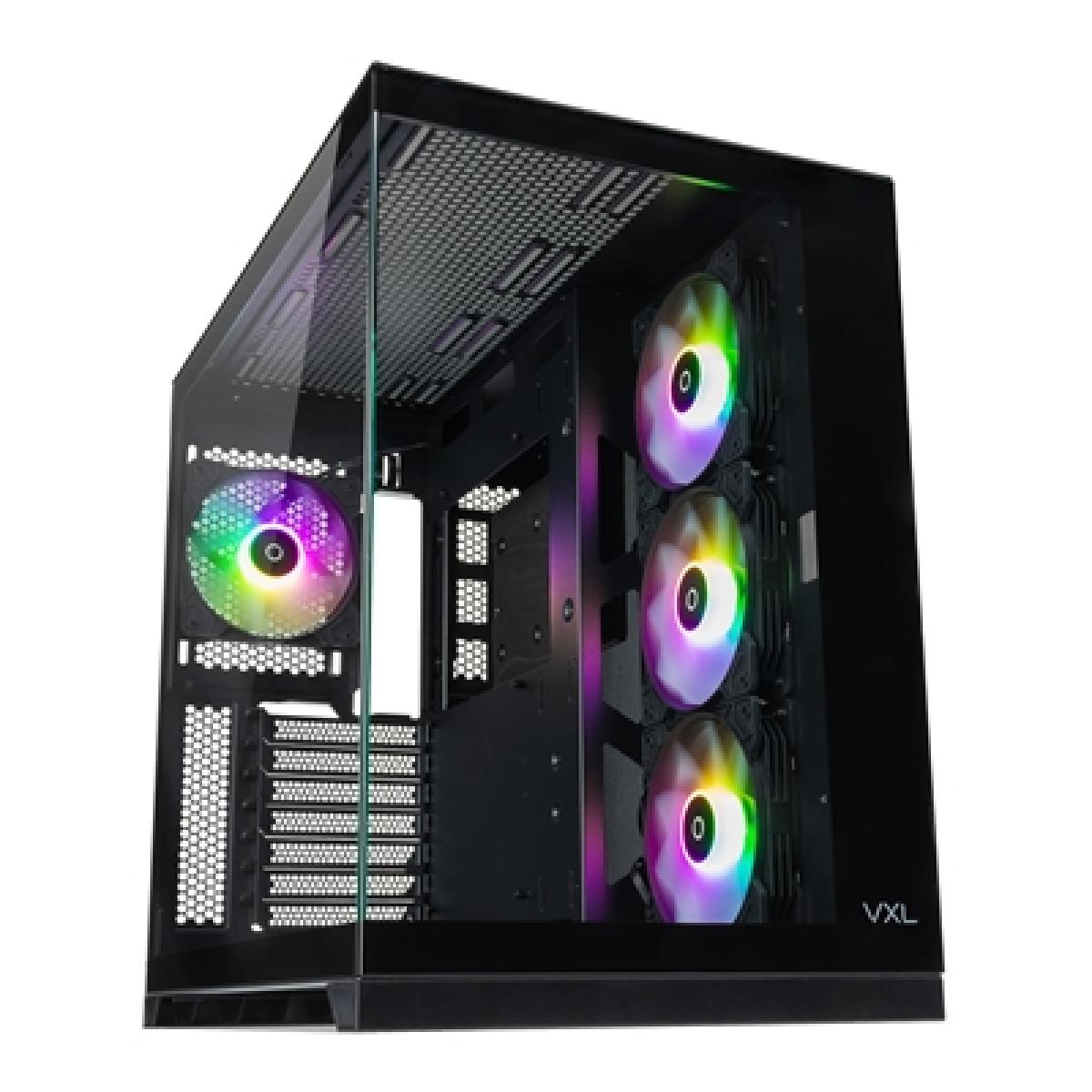 Tecware VXL EVO ARGB ATX Mid-Tower PC Case - Black, Dual-Chamber Design, 4 x 120mm ARGB Fans Pre-Installed, Infinity Glass Panels, ATX/mATX/ITX Support, High Airflow Gaming Chassis