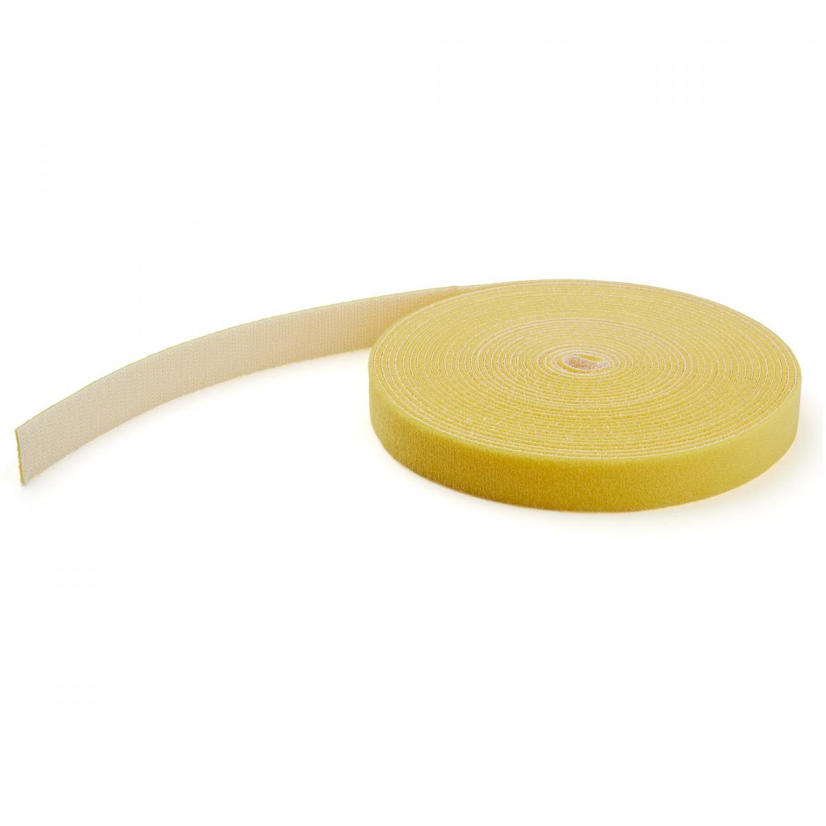 StarTech.com 25ft Hook and Loop Roll - Cut-to-Size Reusable Cable Ties - Bulk Industrial Wire Fastener Tape /Adjustable Fabric Wraps Yellow / Resuable Self Gripping Cable Management Straps