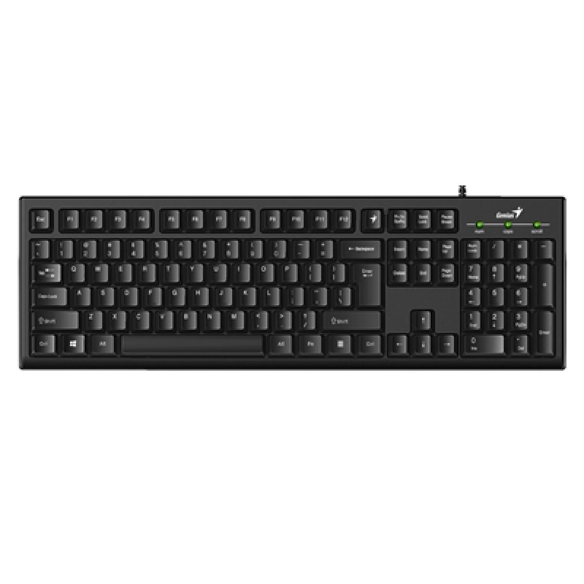 Genius KB-100 Wired Smart Keyboard, USB Plug and Play, Customizable Function Keys, Multimedia, Full Size UK Layout Design for Home or Office, Black