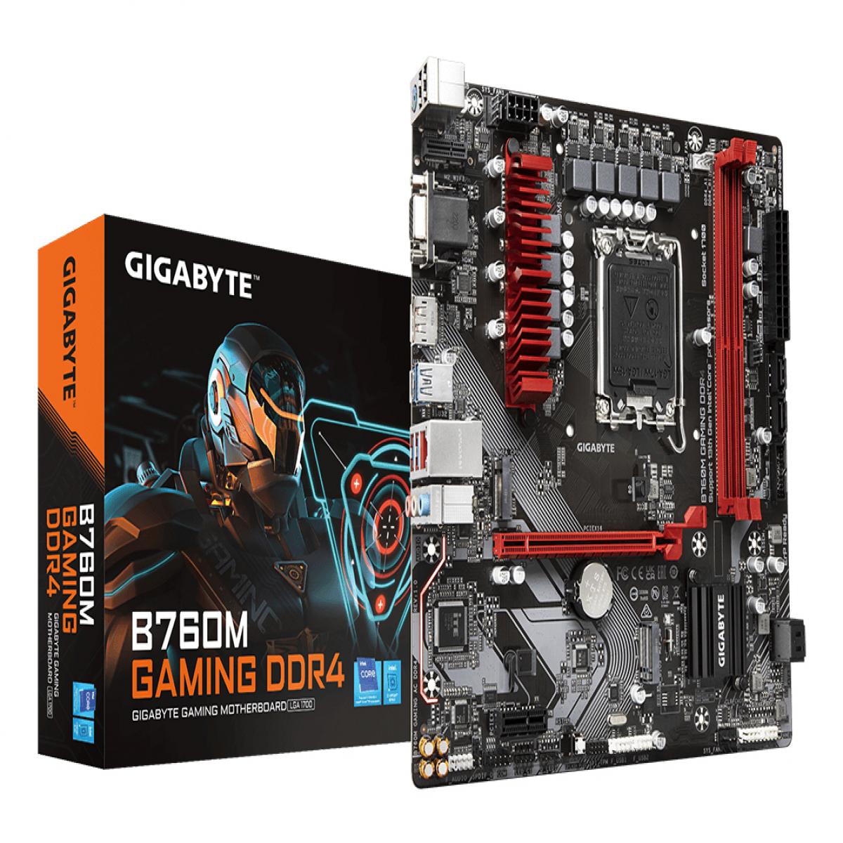 GIGABYTE B760M GAMING DDR4 Motherboard - Supports Intel Core 14th Gen CPUs, 6+2+1 Phases Digital VRM, up to 5333MHz DDR4 (OC), 2xPCIe 4.0 M.2, 2.5GbE LAN, USB 3.2 Gen1