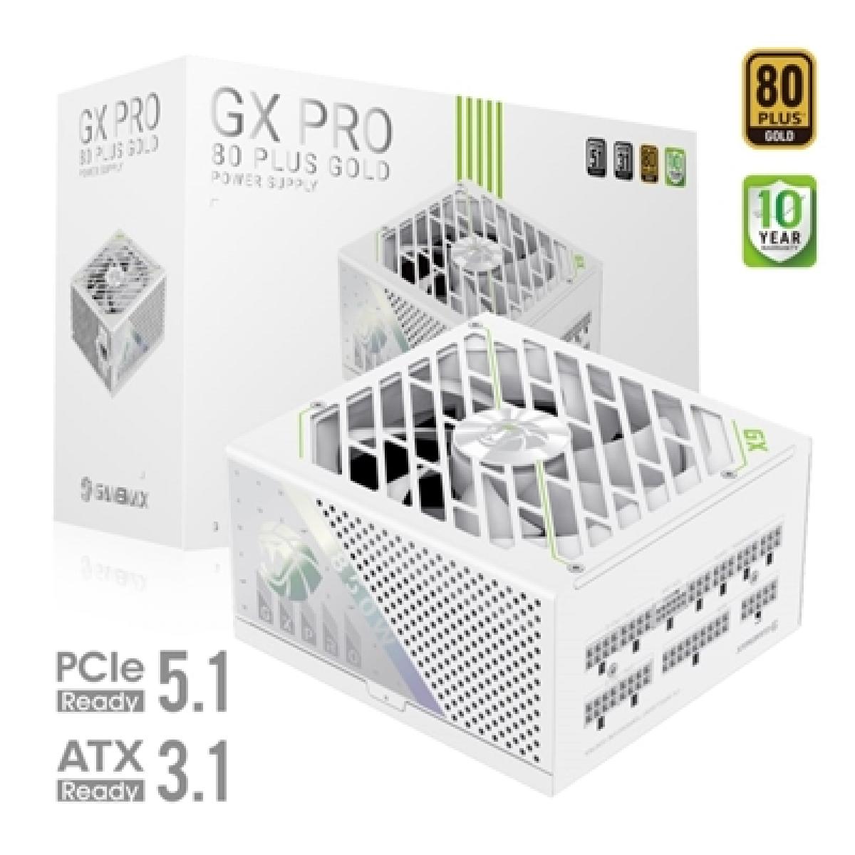 GAMEMAX GX-850 Pro Modular 80 Plus Gold ATX3.0 PCIe 5.0 PSU With 135mm FDB Fan, White