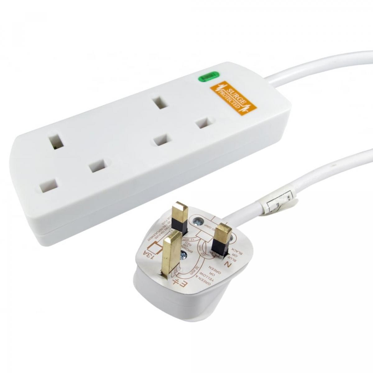 CDL 2m UK Power Extension -2 Ports