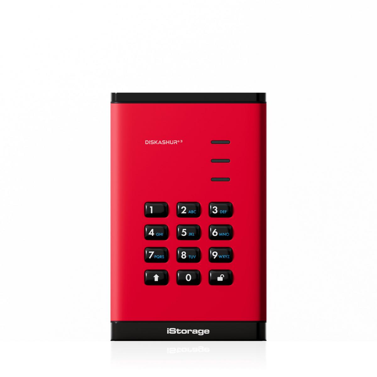 iStorage diskAshur³ SSD 4TB Red | Secure Portable Solid State Drive | FIPS 140-3 Level 3 Complaint |Common Criteria EAL 5+ | PIN protected | AES-XTS 256-bit hardware encryption | GDPR, TAA Compliant | Dust/Water Resistant |
