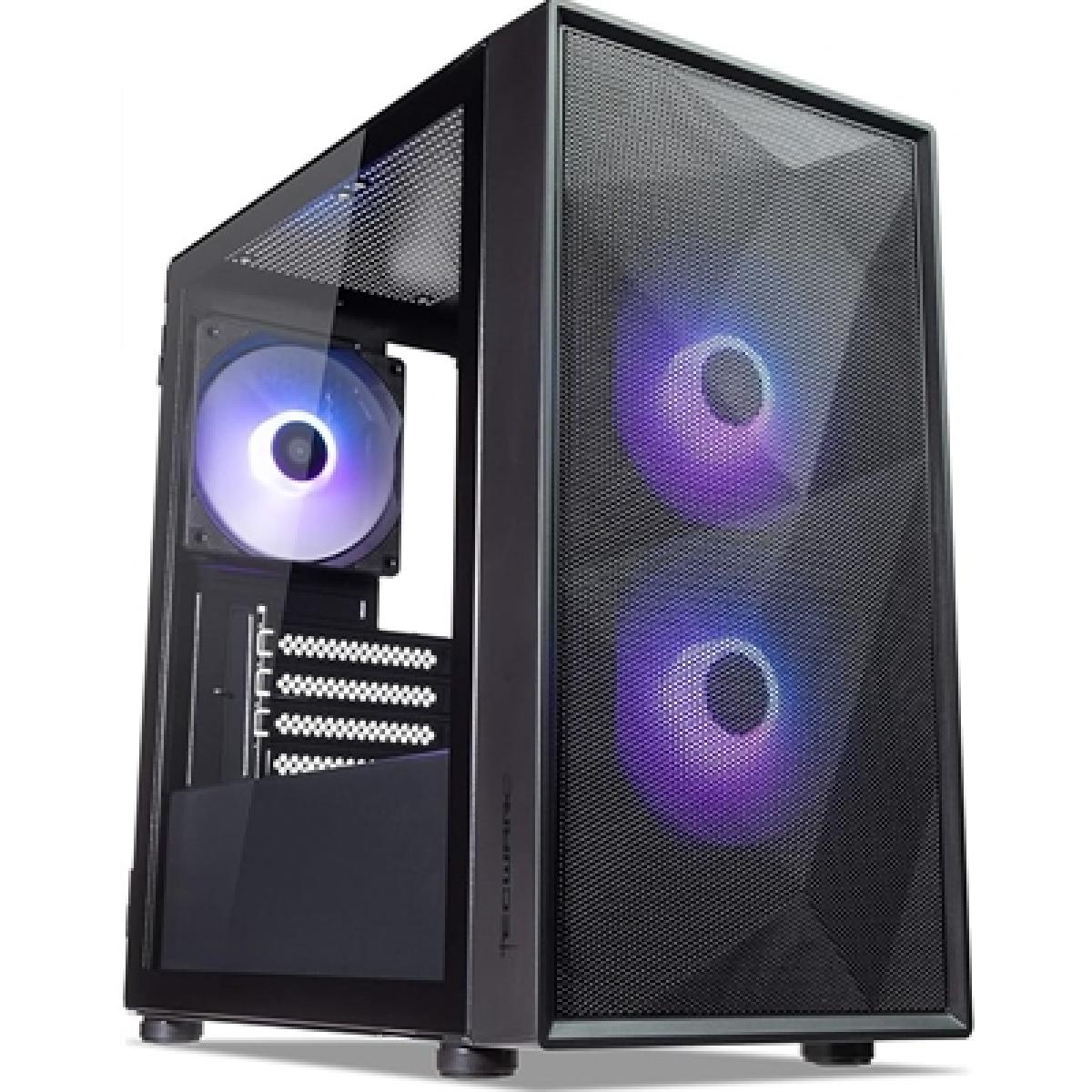 TecWare Forge M2 mATX PC Case, Compact High Airflow Mesh Front Panel, 3 x ARGB Fans Included, Hinged Tempered Glass Door, Supports 240mm Radiator, mATX/ITX, Black