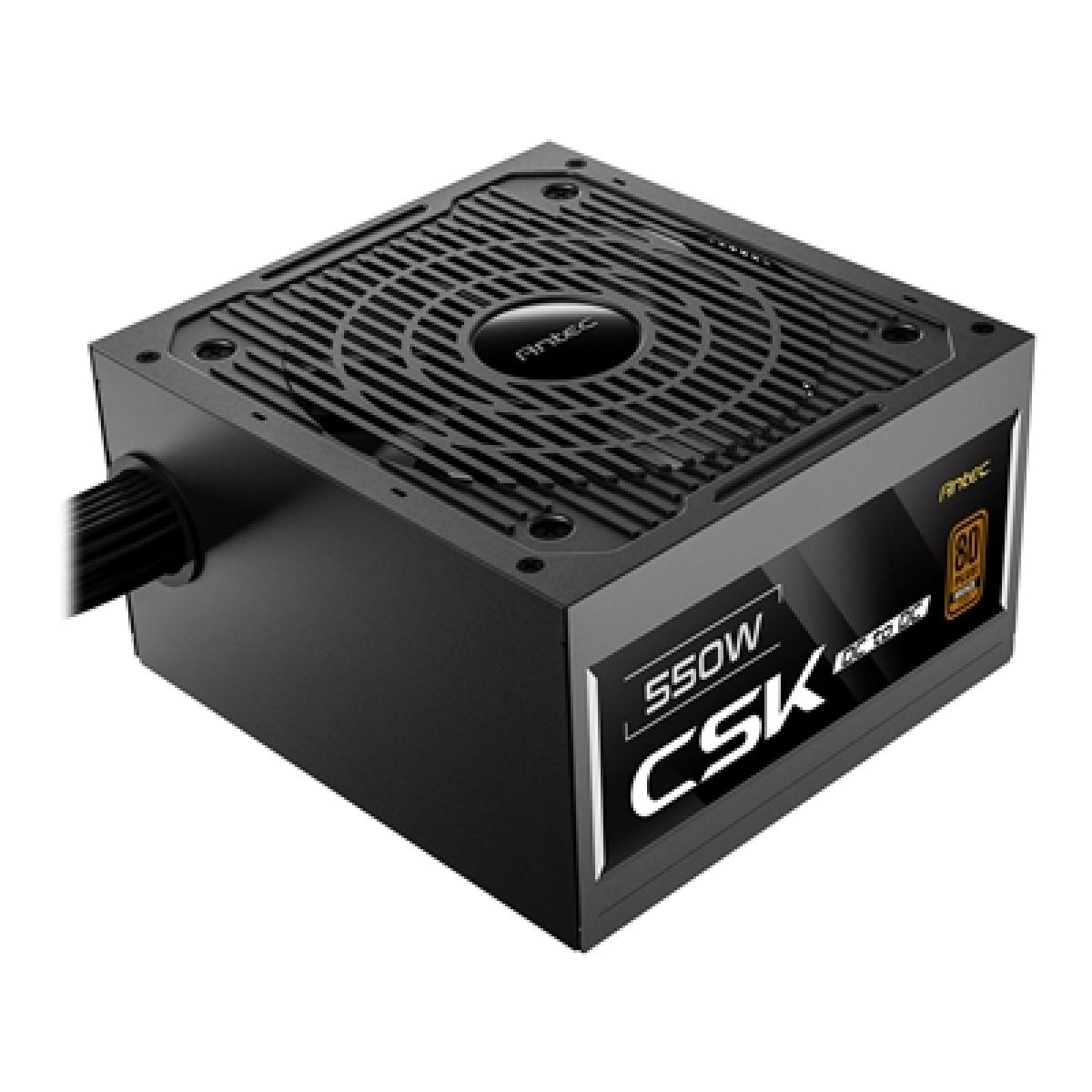 Antec CSK550DC 550W Power Supply, 80 Plus Bronze Certified, ATX 12V 2.52, Non-Modular, DC-to-DC, Flat Black Cables, 120mm Quiet Fan, UK Plug