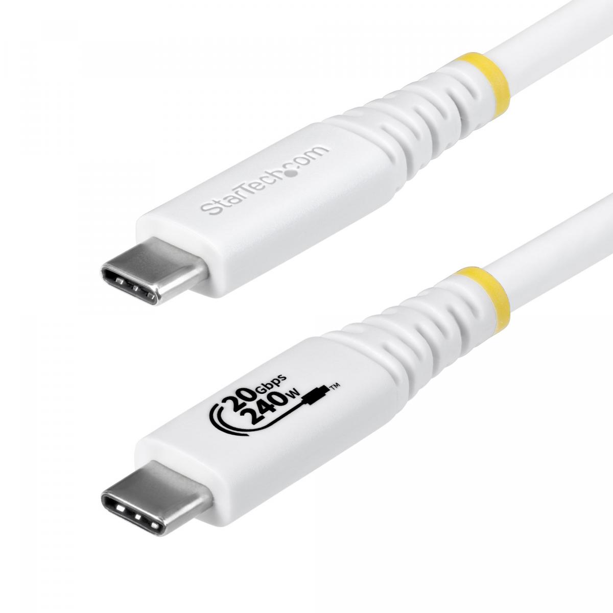 StarTech.com 2m (6ft) USB4 Cable, 20Gbps, USB-IF Certified USB-C Cable, 240W PD EPR, 4K 120Hz DP 1.4, TPE Jacket, White USB-C Cord