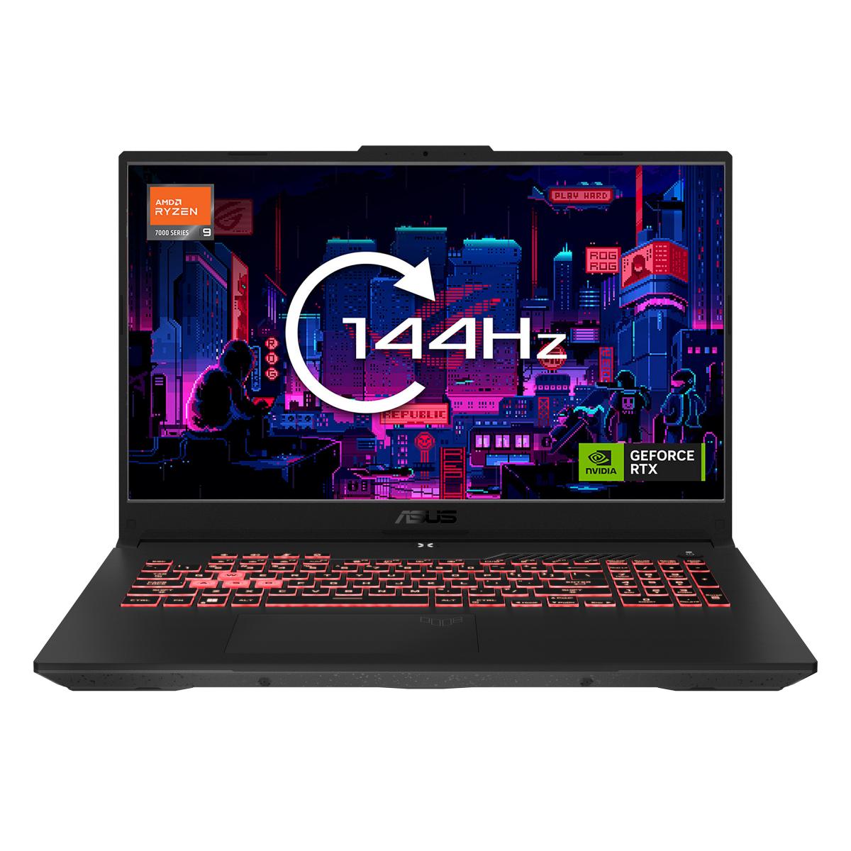 ASUS TUF Gaming A17 FA707XI-HX021W AMD Ryzen™ 9 7940HS Laptop 43.9 cm (17.3") Full HD 16 GB DDR5-SDRAM 512 GB SSD NVIDIA GeForce RTX 4070 Wi-Fi 6 (802.11ax) Windows 11 Home Black, Grey