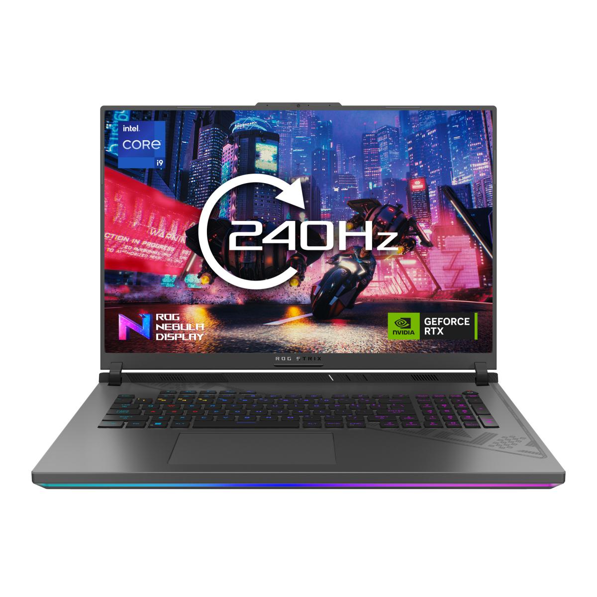 ASUS ROG Strix G18 G814JI-N6070W Intel® Core™ i9 i9-13980HX Laptop 45.7 cm (18") WQXGA 32 GB DDR5-SDRAM 1 TB SSD NVIDIA GeForce RTX 4070 Wi-Fi 6E (802.11ax) Windows 11 Home Black, Grey