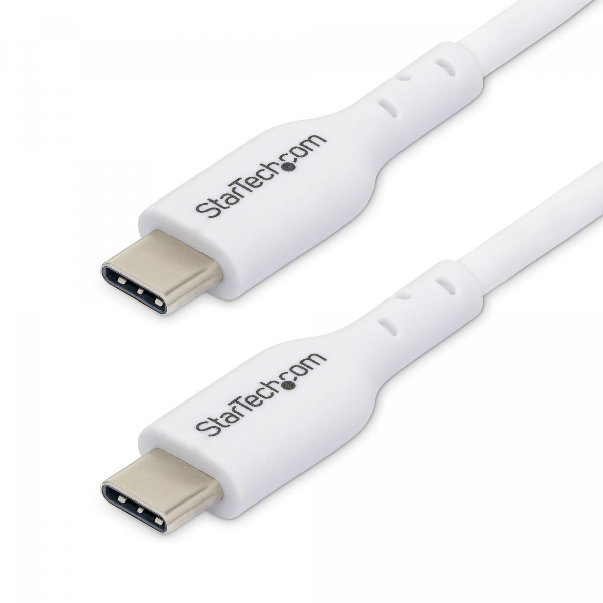 StarTech.com 1m (3.3ft) White USB-C Charging Cable 2-Pack, USB C Cable, USB 2.0 Type-C Laptop Charger Cord, 60W 3A Power Delivery, TPE Jacket, USB-C Data Transfer Cable, M/M