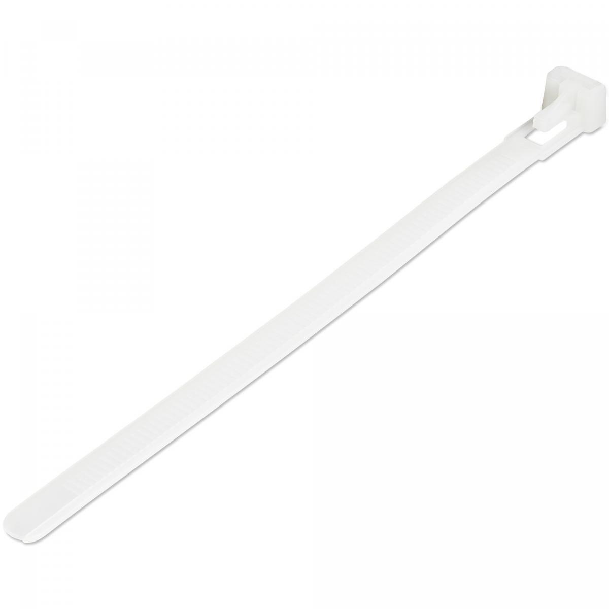 StarTech.com 6"(15cm) Reusable Cable Ties - 1/4"(7mm) wide, 1-3/8"(35mm) Bundle Dia. 50lb(22kg) Tensile Strength, Releasable Nylon Ties, Indoor/Outdoor, 94V-2/UL Listed, 100 Pack - White