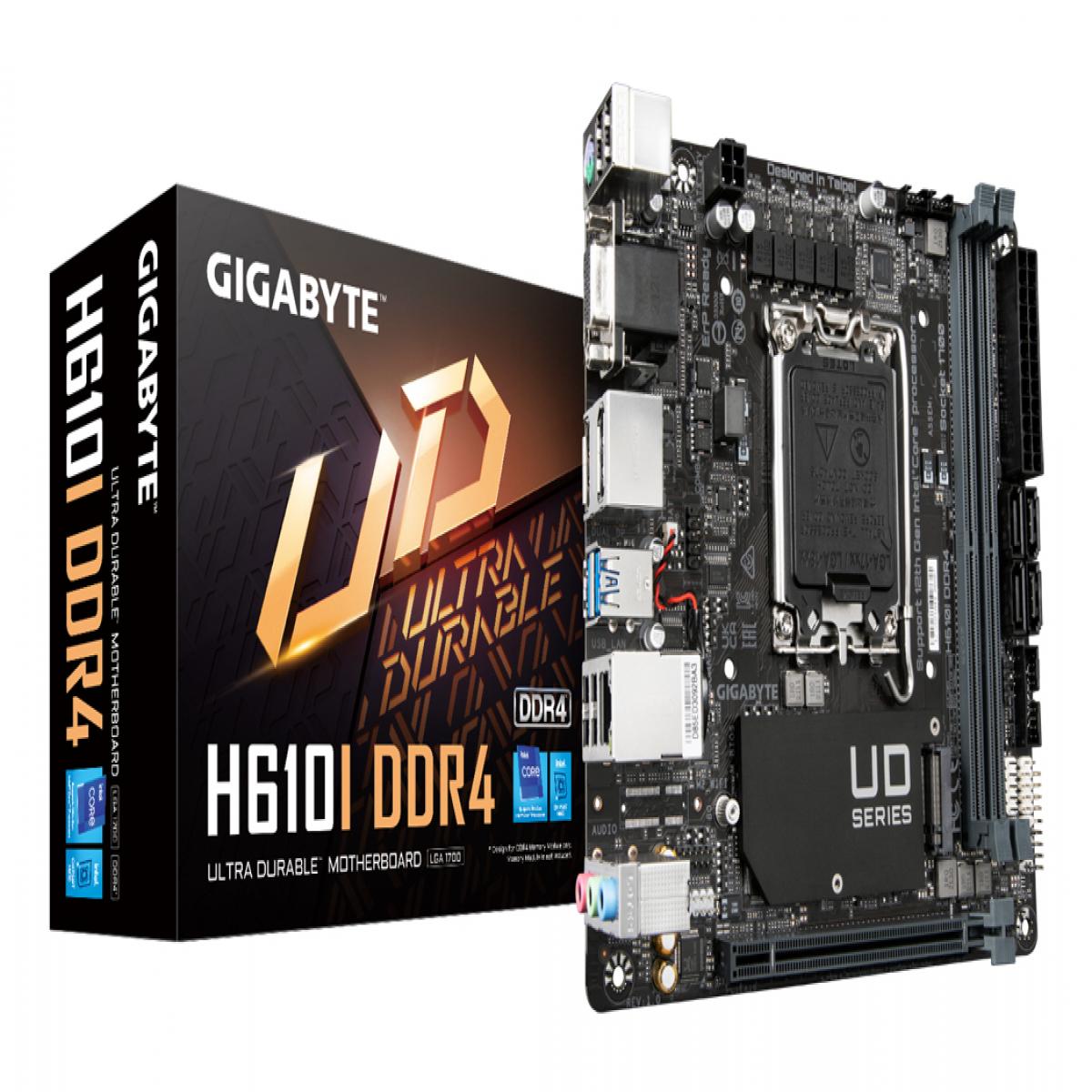 GIGABYTE H610I DDR4 Motherboard - Supports Intel Core 14th CPUs, 4+1+1 Hybrid Digital VRM, up to 3200MHz DDR4, 1xPCIe 3.0 M.2, GbE LAN, USB 3.2 Gen 1