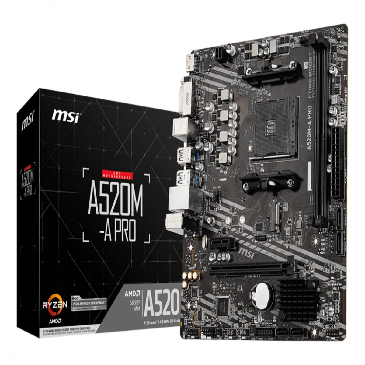 MSI A520M-A PRO motherboard AMD A520 Socket AM4 micro ATX