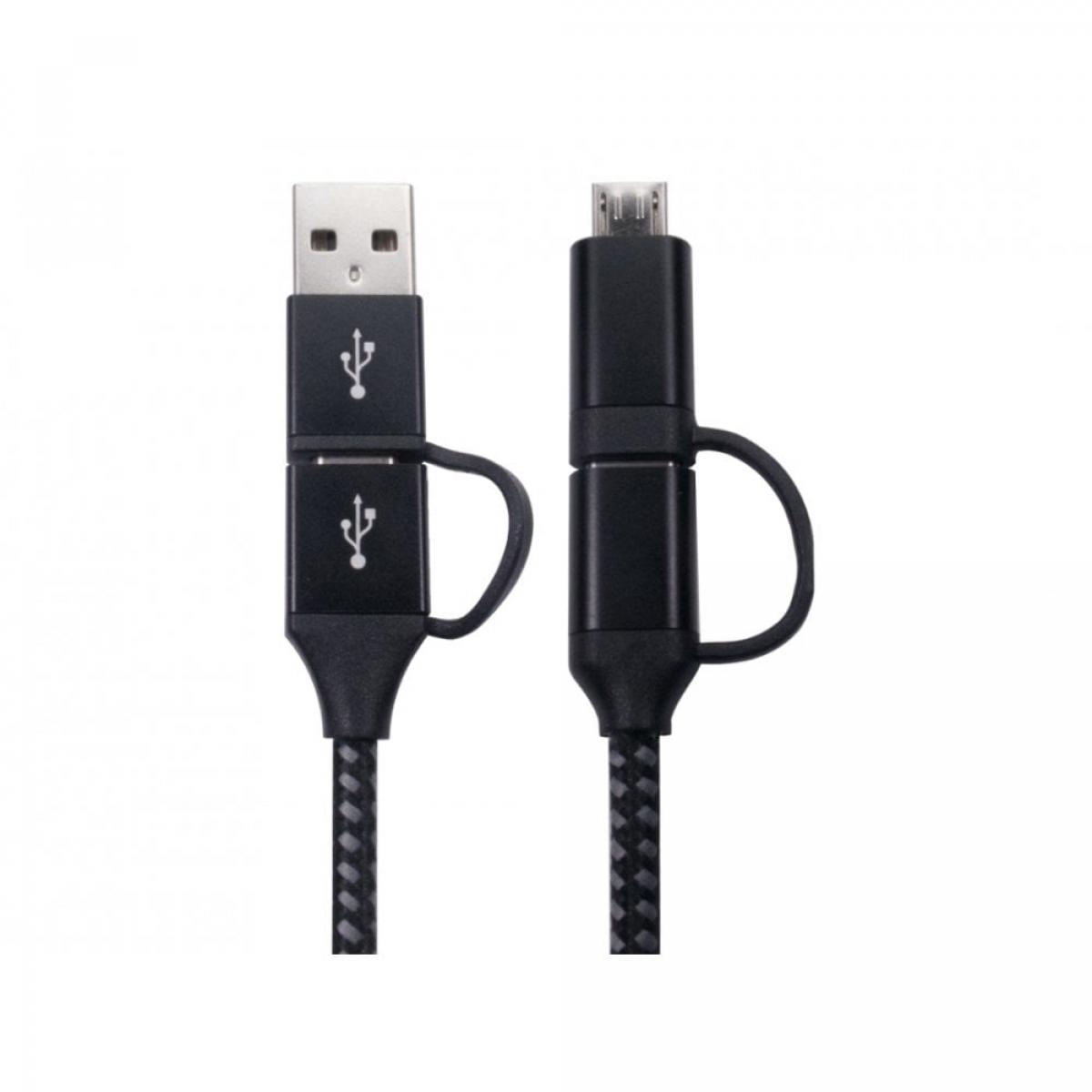CDL 1m USB C/A-C/Mic B Blk Braid