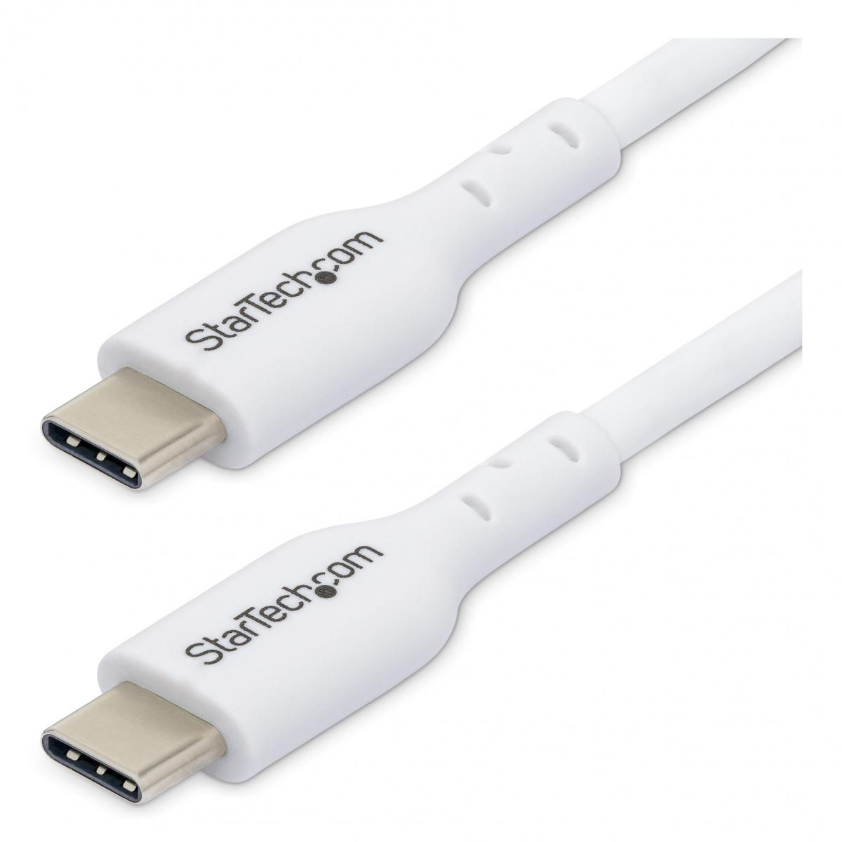 StarTech.com 2m (6.6ft) White USB-C Charging Cable, USB C Cable, USB 2.0 Type-C Laptop Charger Cord, 60W 3A Power Delivery, TPE Jacket, USB-C Data Transfer Cable, M/M