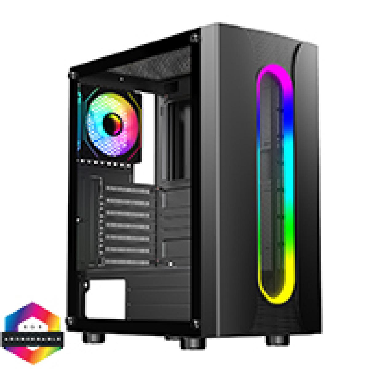 CiT Sauron ATX Gaming Case with ARGB Front LED Strip and 1 x 120mm Three-Sided Infinity ARGB 4pin PWM Fan