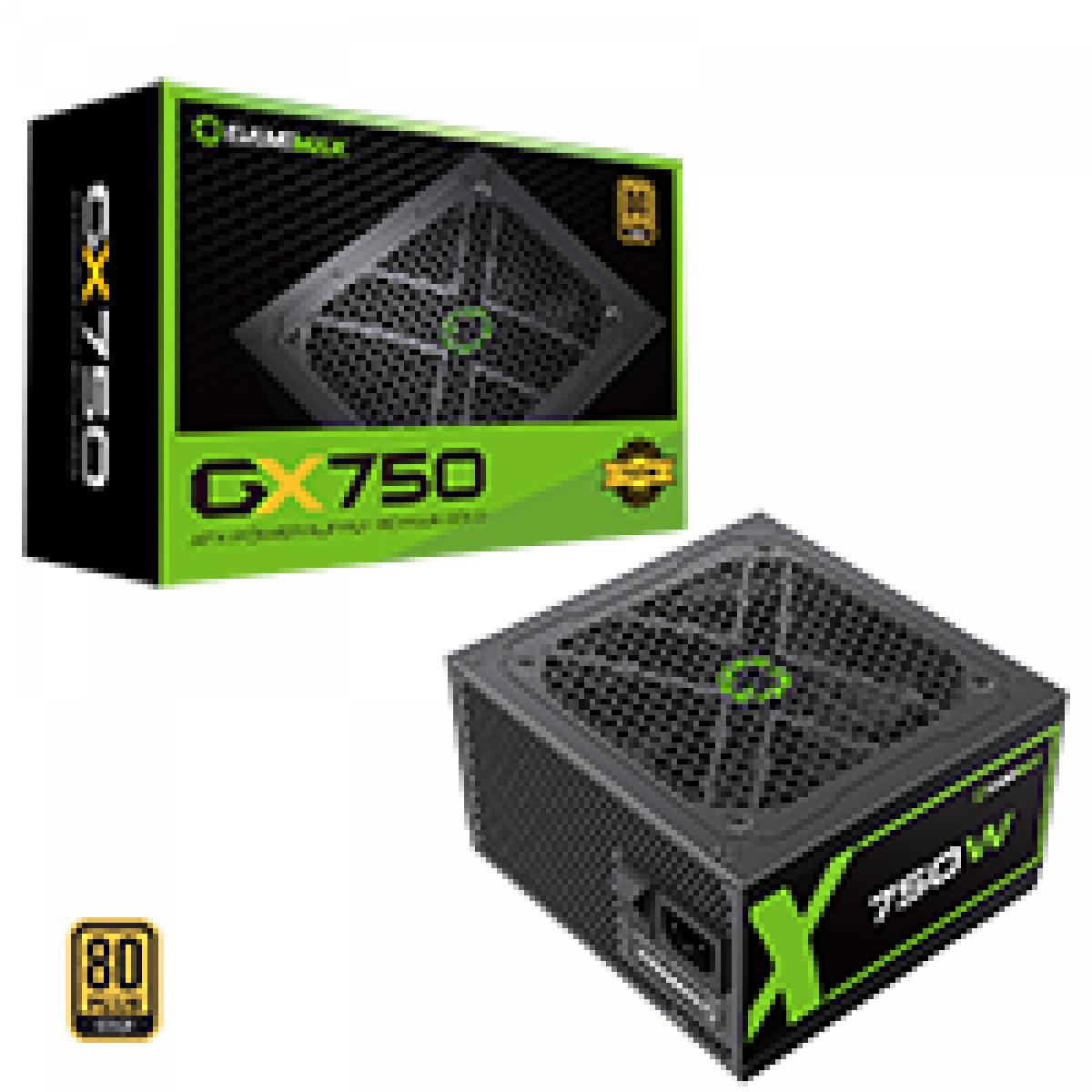 GameMax GX750W Modular 80 Plus Gold Black Power Supply with 120mm FDB Fan