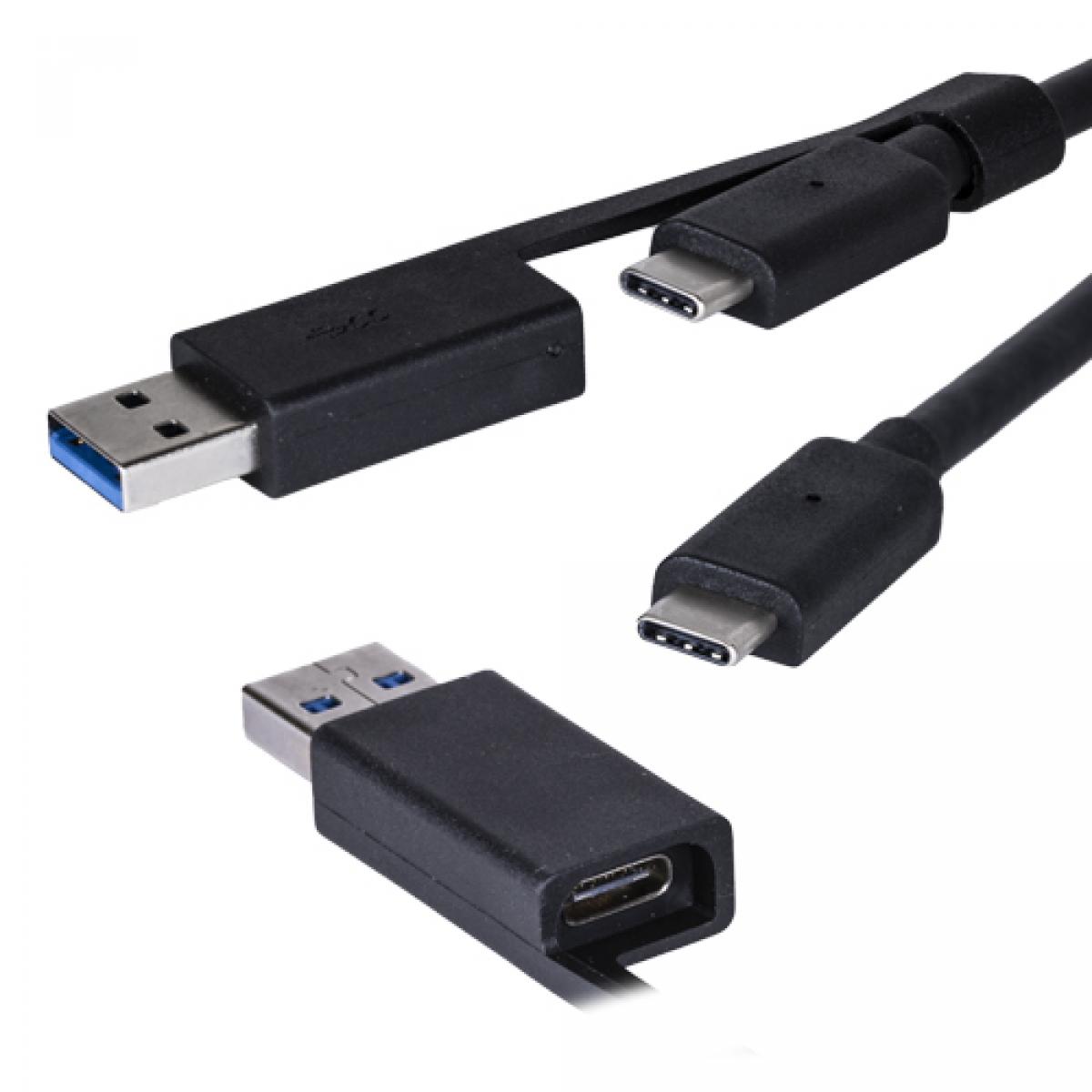 CNL 1m USB-C M-M with USB-A Adp