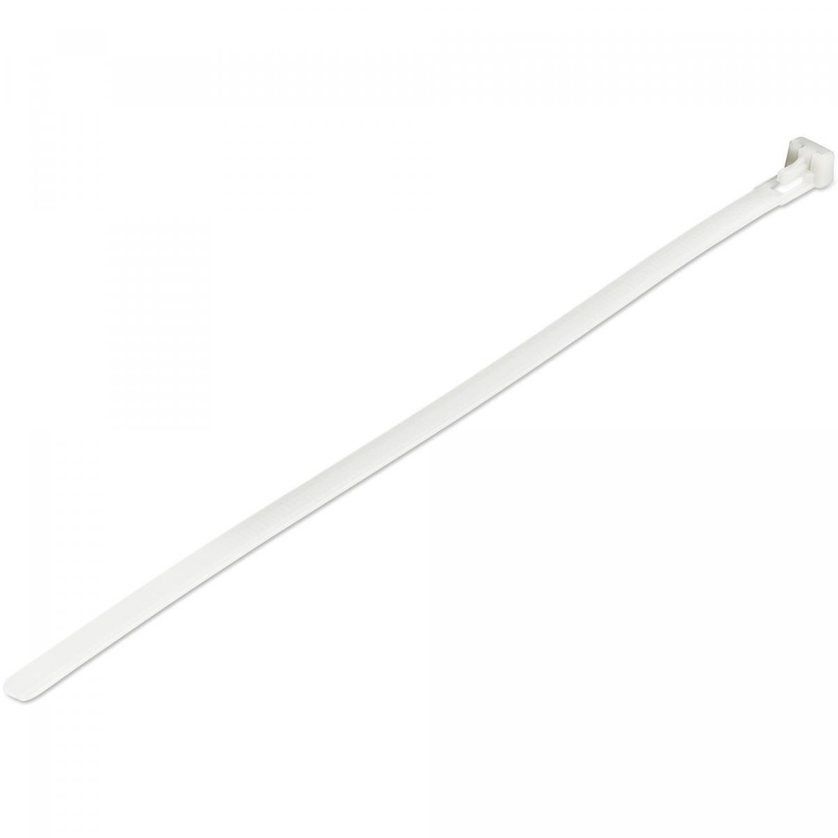 StarTech.com 10"(25cm) Reusable Cable Ties - 1/4"(7mm) wide, 2-1/2"(65mm) Bundle Dia. 50lb(22kg) Tensile Strength, Releasable Nylon Ties, Indoor/Outdoor, 94V-2/UL Listed, 100 Pack - White