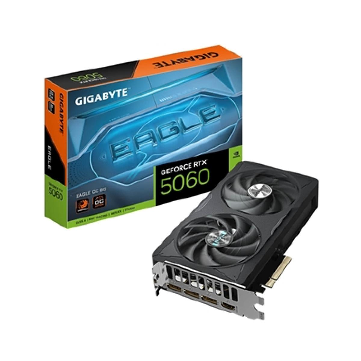 GIGABYTE GeForce RTX 5060 EAGLE OC 8G Graphics Card - 8GB GDDR7, 128bit, PCI-E 5.0, 2550 MHz Core Clock, 3 x DisplayPort, 1 x HDMI, GV-N5060EAGLE OC-8GD