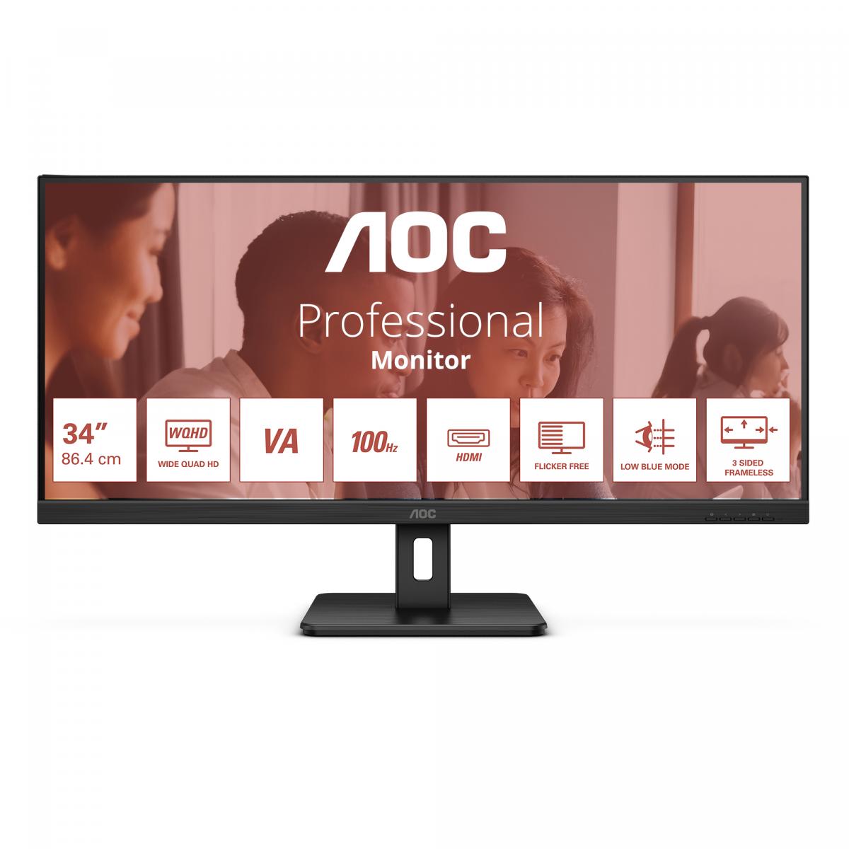 AOC U34E2M computer monitor 86.4 cm (34") 3440 x 1440 pixels Wide Quad HD Black